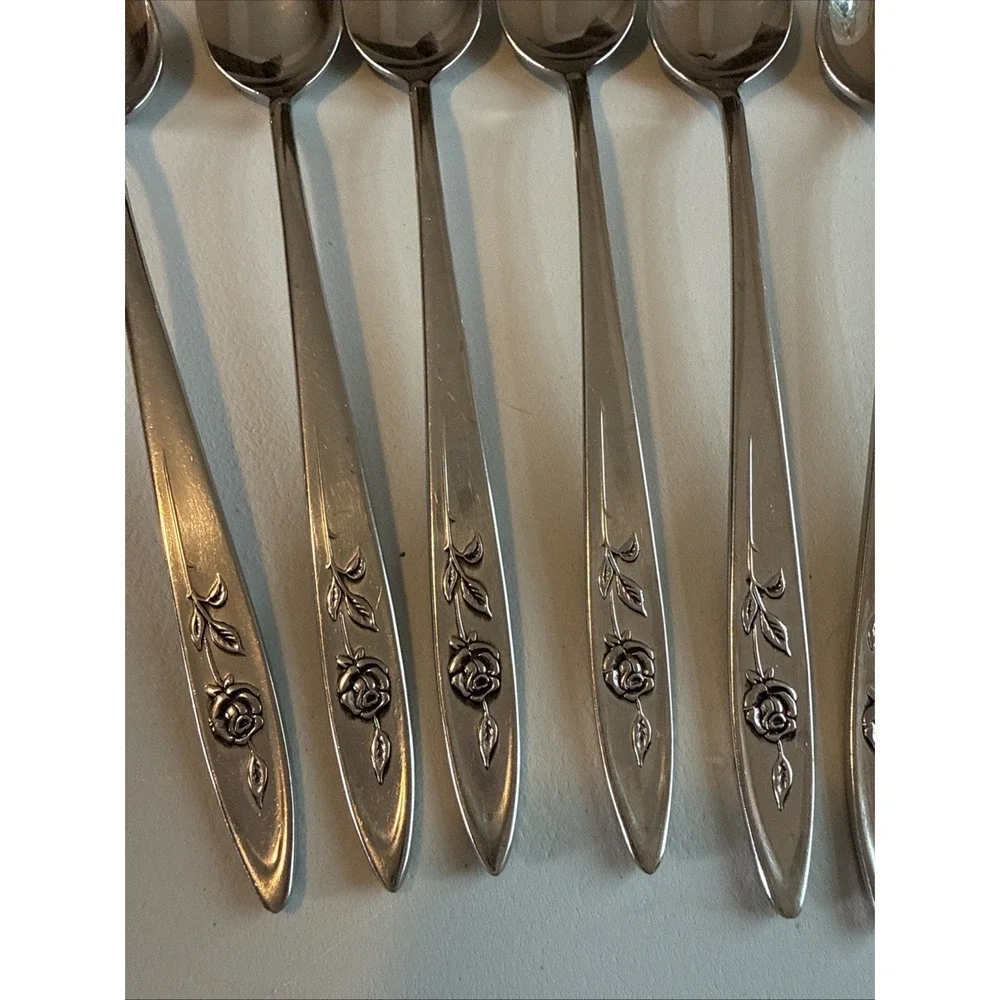 VTG Oneida Community MY ROSE Stainless Betty Crocker Iced Tea Spoons Set 7 Read